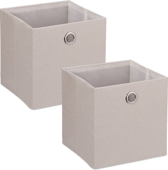 Foto: Linnen opbergmand set van 2 opvouwbaar badkamer speelgoed beige