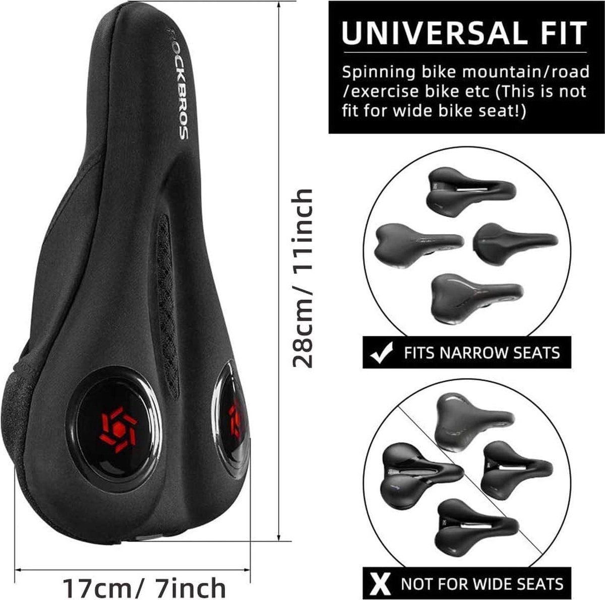 Housse de selle gel M-Wave - Noir - 172 x 283 mm - Confortable