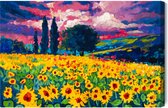 Painting King - Tableau sur toile Un champ avec des tournesols tels que peints - 30 x 20 cm
