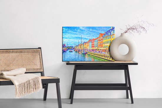 Painting King - Peinture sur toile Le canal Nyhavn au Centrum de Copenhague - 100 x 70 cm