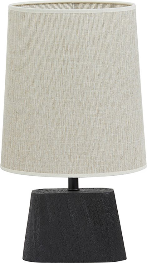 Kardan Tafellamp zwart hout met kap parel wit h: 43cm - Modern - Light & Living