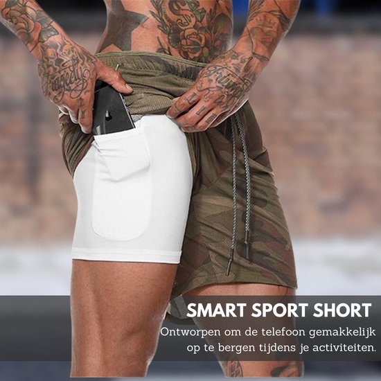 Cimic Sportbroek voor heren, korte hardloopbroek met ritsvak, sneldrogend, ademend, licht, voor sport en gym, zilvergrijs, S
