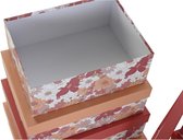 Set van opstapelbare opbergboxen DKD Home Decor Blommor Karton
