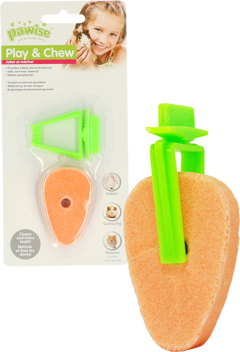 Salt Carrot w/Clip - Wortel - Voor de tanden van Knaagdieren - Konijnen, cavia's, hamsters