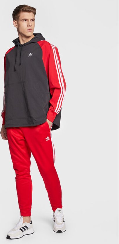 Adidas Originals Overhead Hooded Windbreaker (Maat L) Zwart/Rood - Heren