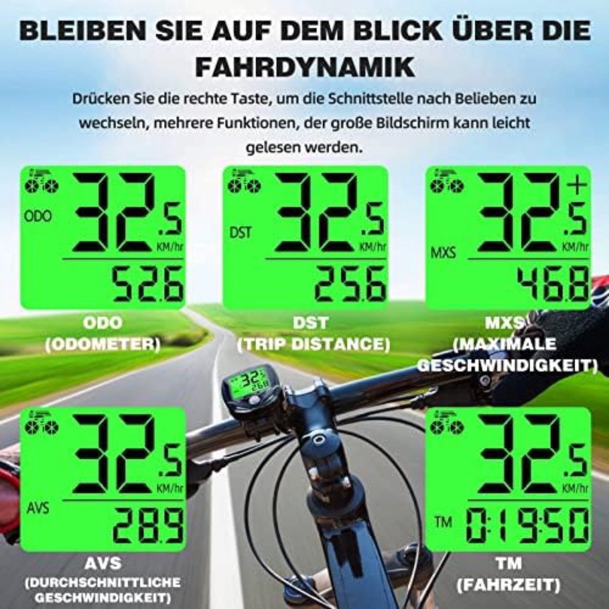 Compteur Vélo Électronique - 19 Fonctions (Vitesse, Distance, Temps...) - Écran Rétroéclairé, Étanche IP54 - Pour Débutants