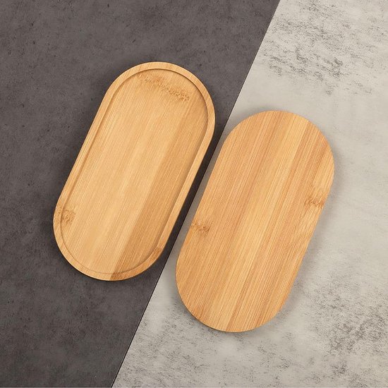 Lot De 4 Petits Plateaux Ovales En Bambou - Plateaux De Service Bois 17,5 X 8,8 Cm Pour Apéro, Café Et Décoration