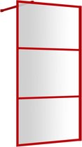 vidaXL - Inloopdouchewand - transparant - 100x195 - cm - ESG-glas - rood