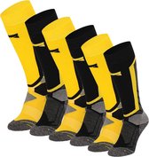 Xtreme Snowboard Sokken - Multi Yellow - Maat 45/47 - 6 paar Snowboardsokken - Verstevigde Hiel, Kuit en Scheenbeen - Extra Ventilerend - Naadloze teen