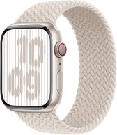 Stravo Gevlochten Nylon Bandje – Apple Watch 46/49/45/44mm (Series 12/11/10/9/8/7/6/5/4, Ultra 4/3/2 & SE 3/2/1) – Solo-stijl – Verstelbaar & Elastisch – Starlight – S/M