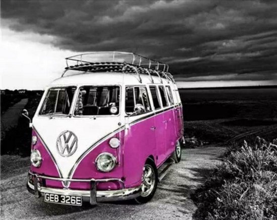 Denza - Diamond painting VW volkswagen 40 x 50 cm direct leverbaar volledige bedrukking ronde steentjes -