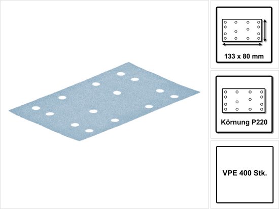 Festool STF 80x133 Schuurpapier Garnet P220 80 x 133 mm 400 st. ( 4x 497123 ) voor glijders RTS 400, RTSC 400, RS 400, RS 4, LS 130