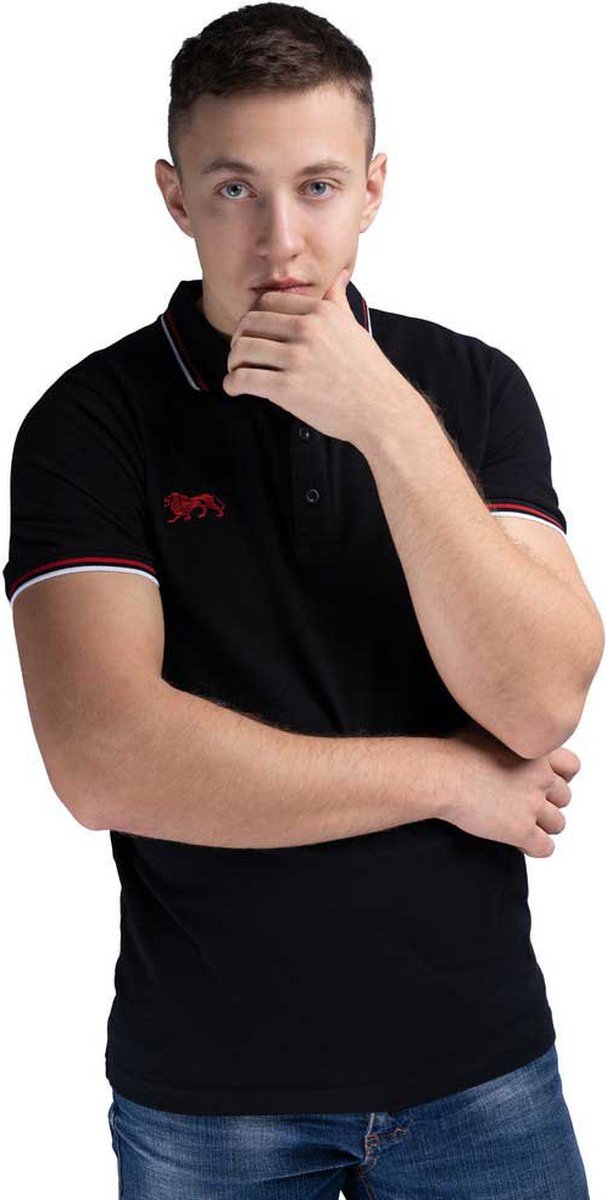 Lonsdale Polo Shirts Ashington Poloshirt schmale Passform Black/Red/White-XXL
