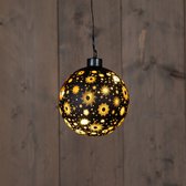 Anna Collection verlichte bal/kerstbal -glas - zwart- D10 cm - LED