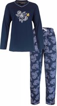 Medaillon Dames Pyjama - 100% Katoen - Blauw - Maat S
