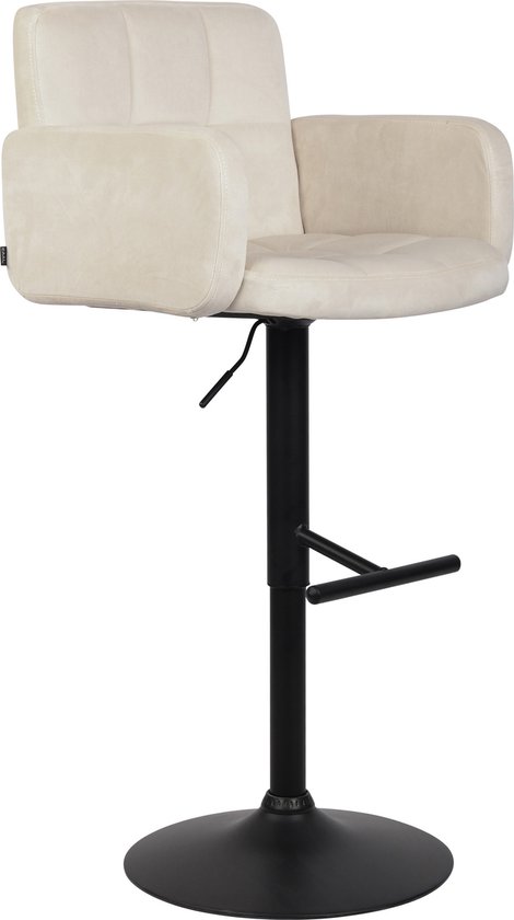 Tabouret de bar CLP Los Angeles - Avec accoudoirs - Avec dossier - Ajustable - Velours - Velours - noir crème