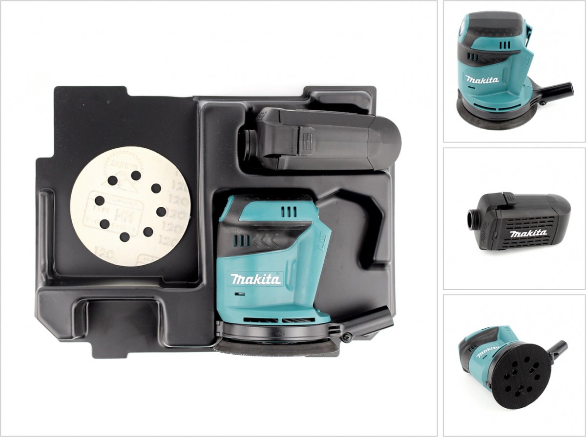 Makita DBO 180 ZE accu excentrische schuurmachine 18 V 125 mm + inzetstuk voor Makpac