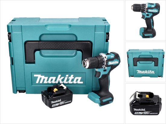 Makita DDF 487 T1J accuboormachine 18 V 40 Nm borstelloos + 1x oplaadbare accu 5.0 Ah + Makpac - zonder lader