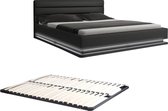 Bed 160 x 200 cm - Kunstleer - Zwart - met LEDs + bedbodem - NUBIS L 218 cm x H 85 cm x D 176 cm