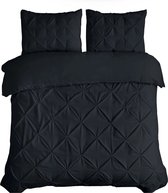 Magnifique dekbedovertrek en coton brodé noir - 140x200/220 (simple) - douce et finement tissée - luxueuse et élégante