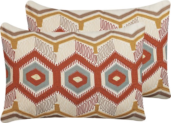 MAJRA - Sierkussen set van 2 - Multicolor - 40 x 60 cm - Katoen