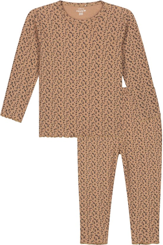 Prénatal peuter pyjama panter - Meisjes Kleding - Dark Sand Brown - Maat 104