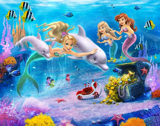 Walltastic – Zeemeermin – Posterbehang Fotobehang – Kinderbehang – XXL (305 x 244 cm) – 6 Panelen