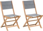 Beliani CESANA - Lot de 2 chaises de jardin - Grijs - Bois d'acacia