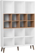 ALLOA - Boekenkast - Wit/ Lichte houtkleur - Spaanplaat
