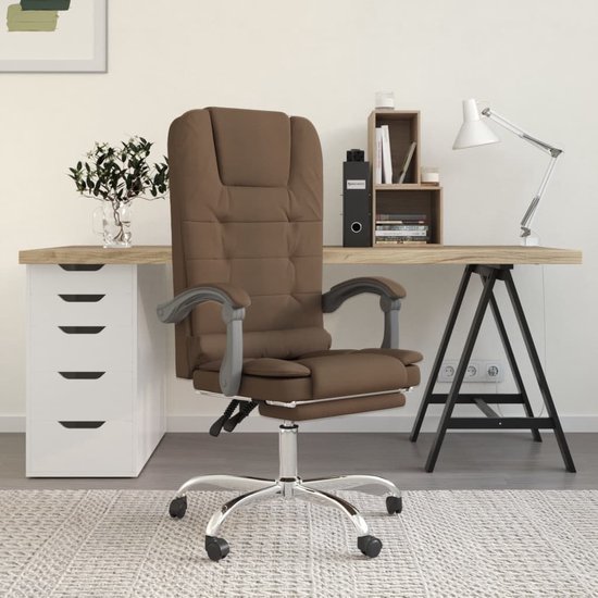 The Living Store Bureaustoel verstelbaar - Bruin - 63x56x(112.5-122) cm - Massagefunctie