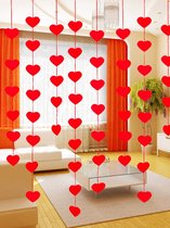 Jumada's - Hartjes slinger rood - Harten versiering - Rode hartjes ketting voor onder de deur te hangen - Valentijnsslinger
