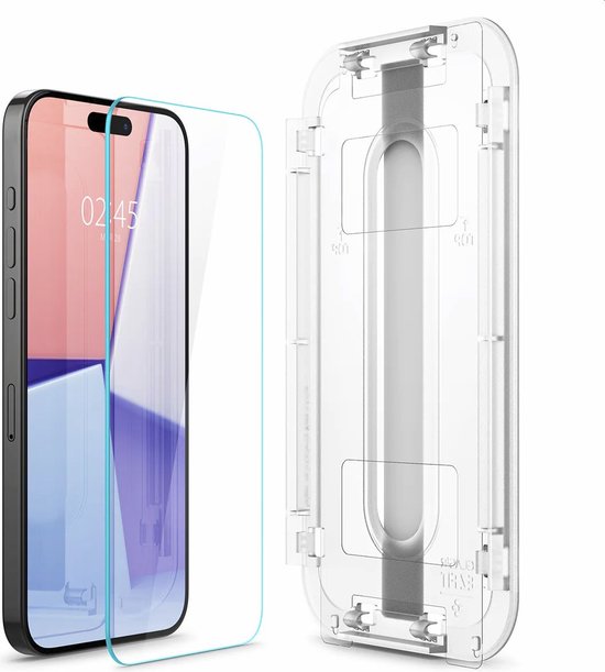 Spigen EZ Fit Screen protector geschikt voor iPhone 15 Pro Max met installatie tools - 2 Stuks