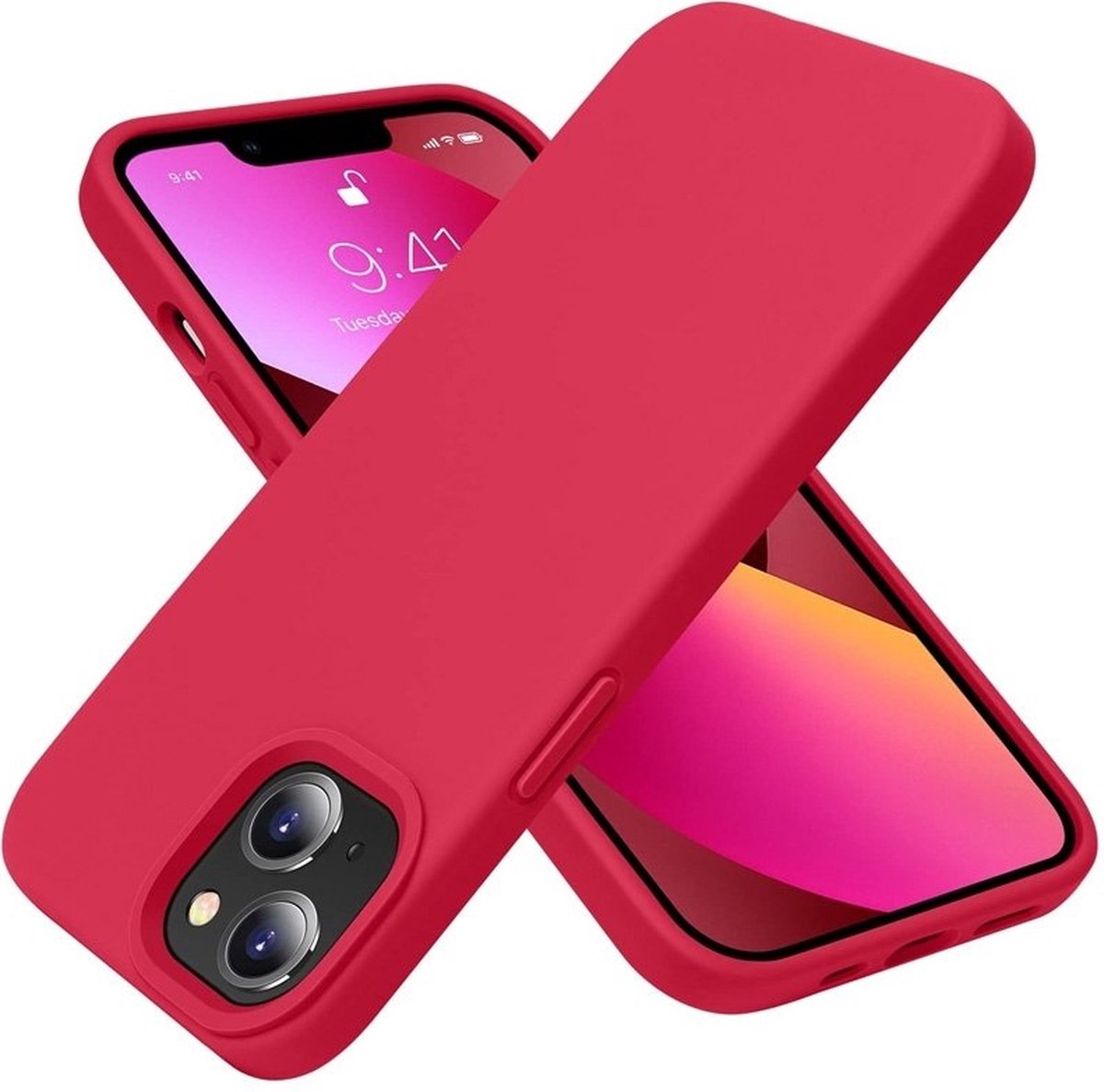 Mobiq - Liquid Siliconen Hoesje iPhone 15 Plus - rood