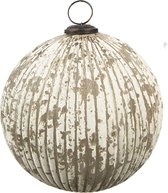 HAES DECO - Kerstbal - Formaat Ø 20x20 cm - Kleur Beige - Materiaal Glas - Kerstversiering, Kerstdecoratie, Decoratie Hanger, Kerstboomversiering