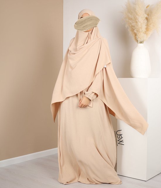 Abaya Jazz trapèze + Hijab Jazz XXL / CRÈME