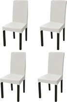 The Living Store Housses de siège - Polyester - 4 pièces - crème - convient aux chaises d'une hauteur 46-55 cm - largeur 38-45 cm - épaisseur d'assise 10 cm - longueur d'assise 37-45 cm - largeur d'assise 35-45 cm - Lavable à 40°C