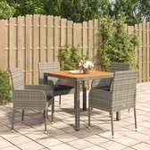 The Living Store Tuinset Grijs The Living Store - - Tuinset - 90 x 90 x 75 cm - PE-rattan - Acaciahout