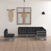 The Living Store Grenenhouten Lounge Tuinset - Grijs - 70x70x67 cm - Inclusief Kussens
