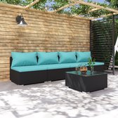 The Living Store Poly Rattan Tuinset - Modulair Design - Waterbestendig - Stevig Frame - Comfortabele Kussens - Zwart - Waterblauw