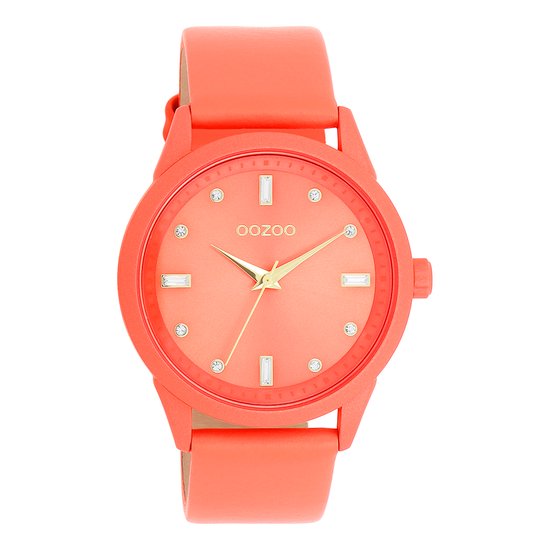 OOZOO Timepieces - Roze schelpkleurige OOZOO horloge met roze schelpkleurige leren band - C11285