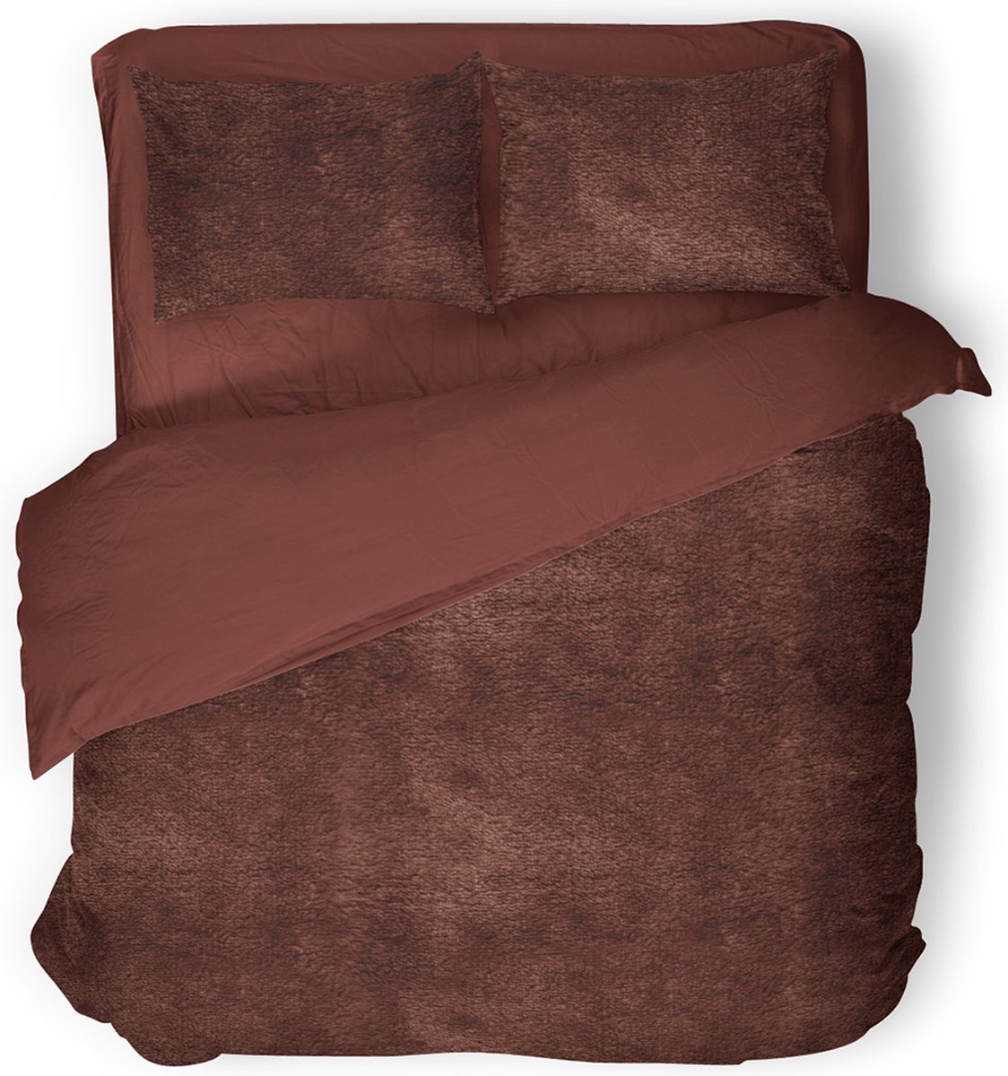 Eleganzzz Dekbedovertrek Flanel Fleece - Rose Brown - Dekbedovertrek 200x200/220cm - 100% flanel fleece - Tweepersoons dekbedovertrekken - 200x220cm - Fluffy Dekbedovertrek