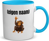 Akyol - aap met eigen naam koffiemok - theemok - blauw - Aap - apen liefhebbers - mok met eigen naam - leuk cadeau voor iemand die houdt van apen - cadeau - kado - 350 ML inhoud