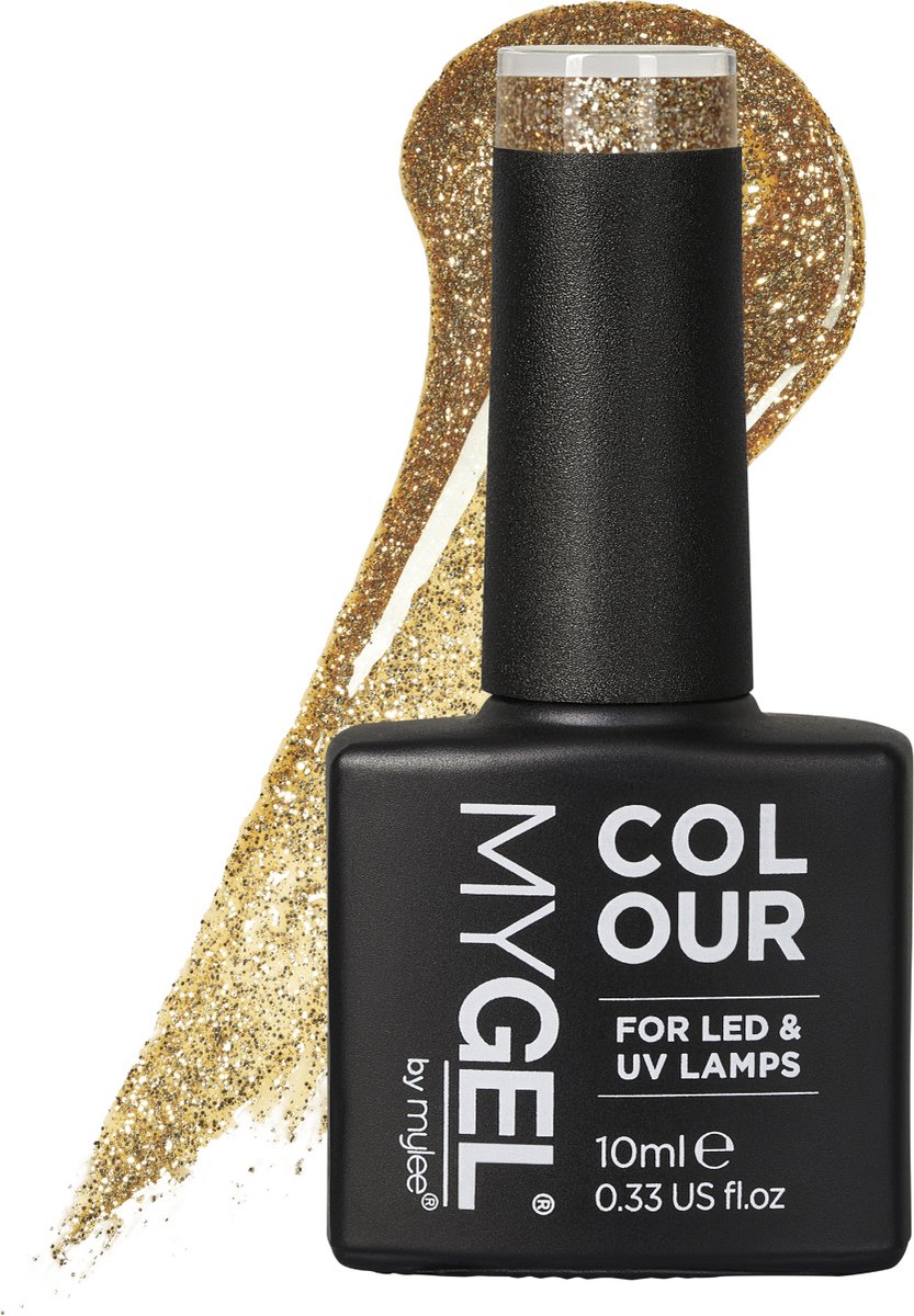 Mylee Gel Nagellak 10ml [Gold digger] UV/LED Gellak Nail Art Manicure Pedicure, Professioneel & Thuisgebruik [Fine Glitters Range] - Langdurig en gemakkelijk aan te brengen