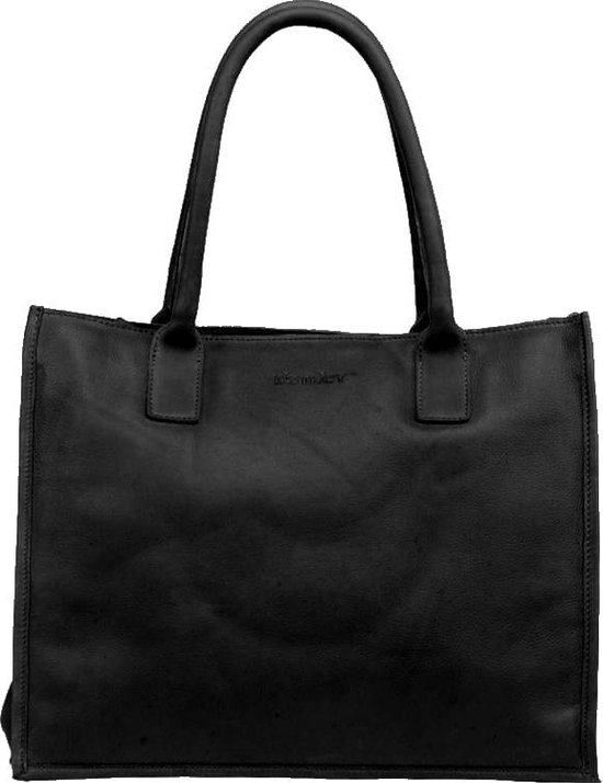 DSTRCT Sac pour ordinateur portable / Sac de travail / Porte-documents Femme - 15 pouces - Cuir - Preston Park - Zwart