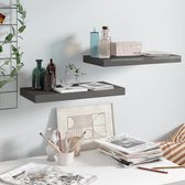 The Living Store Wandplanken Set - Hoogglans Grijs - 50 x 23 x 3.8 cm - Honingraat MDF en Metaal