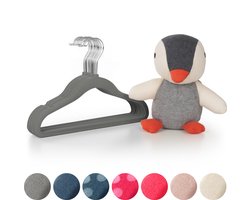Laleni Fluwelen Kledinghangers Kinderen - Kleerhangers Peuter - Grijs - Set van 50