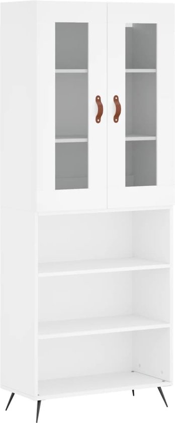 Meuble haut The Living Store - Wit - 69,5 x 34 x 180 cm - Matériau durable - Espace de rangement suffisant - Porte pratique - Pieds en métal - Assemblage requis