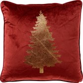 TREE - Housse de coussin 45x45 cm - Rouge - Décoration de Noël - velours