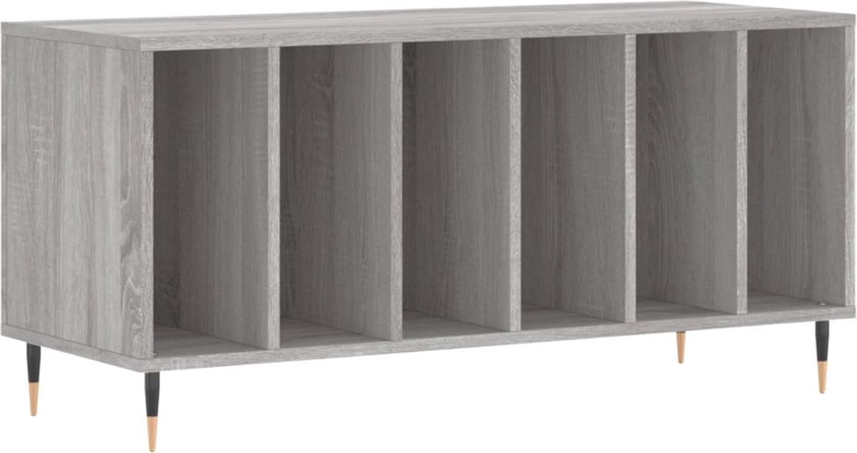 vidaXL - Platenkast - 100x38x48 - cm - bewerkt - hout - grijs - sonoma - eikenkleurig