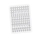 Cijfer stickers / Plaknummers - Stickervel Set - Metallic Zilver - 2cm hoog - Geschikt voor binnen en buiten - Standaard lettertype - Glans